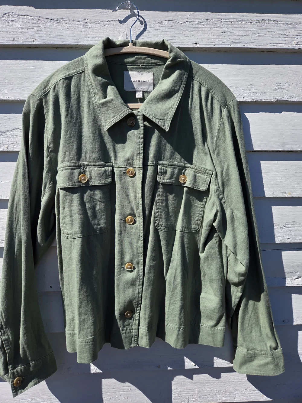 Lucky Brand Moss Green Utility Jacket with Button Front - Picture 16 of 16